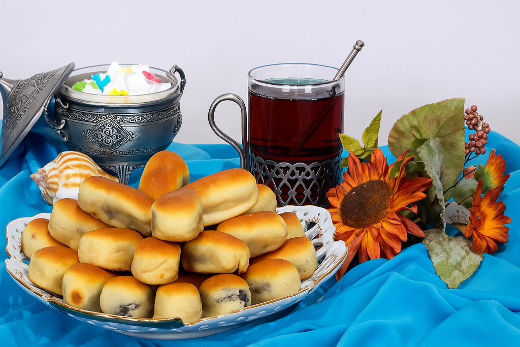 نان خرمایی حجازی به همراه چایی